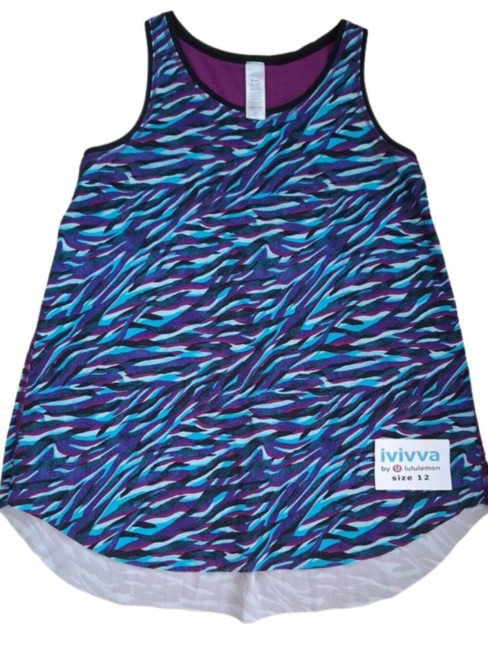 Ivivva by Lululemon🍋Tank purple blue black laser cut beautiful back size 12